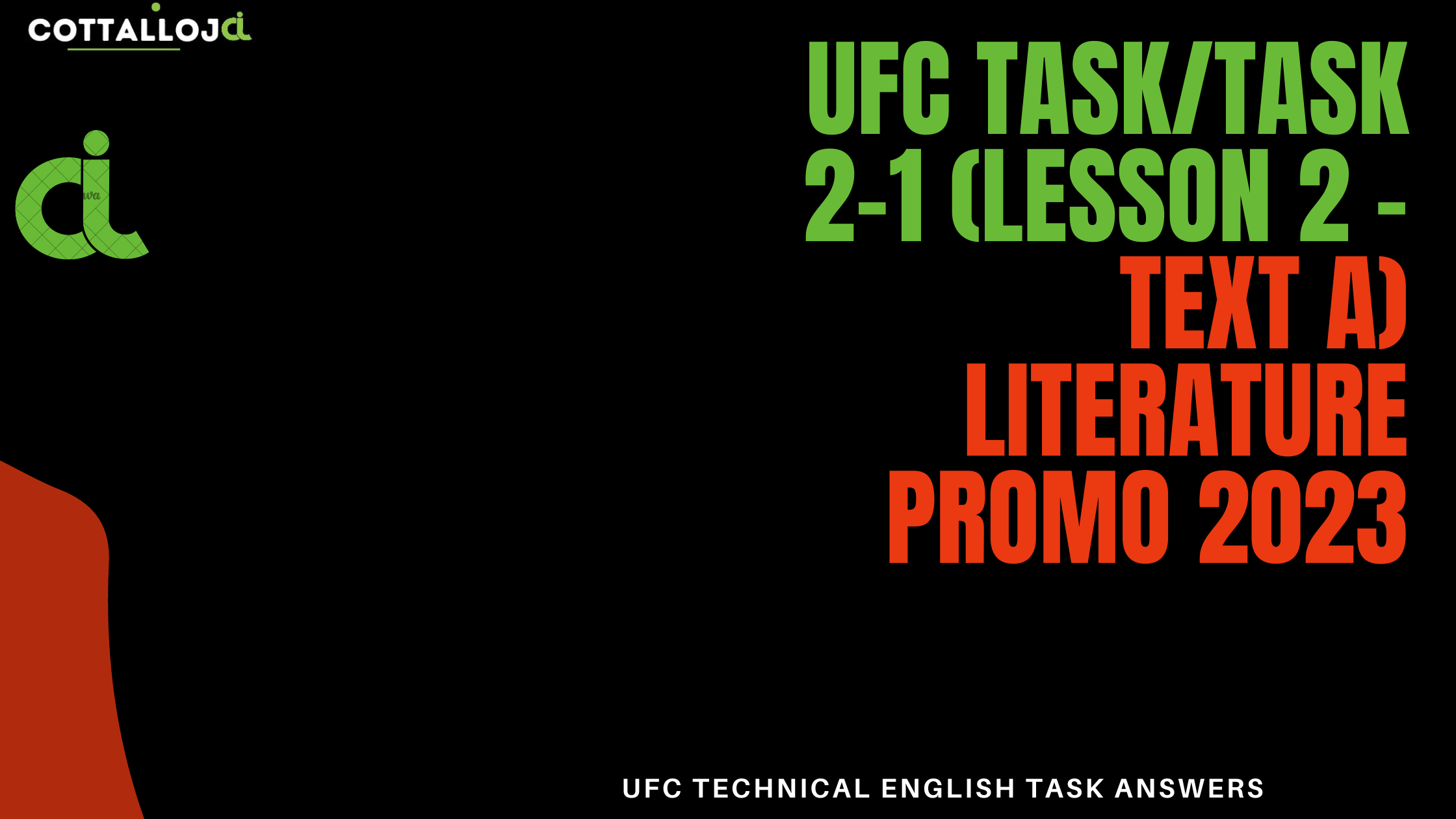 UFC TASK/task 2-1 (Lesson 2 – Text A) literature promo 2023