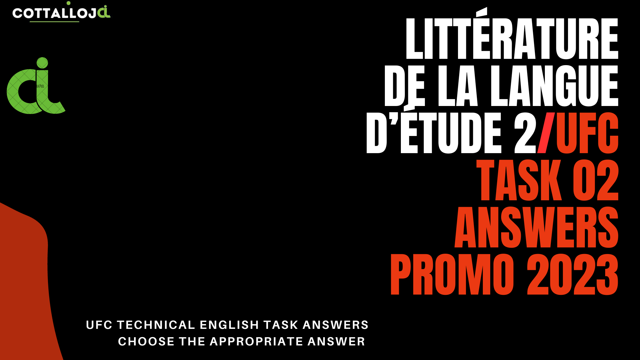 Littérature de la langue d’étude 2/UFC Task 2 answers promo 2023