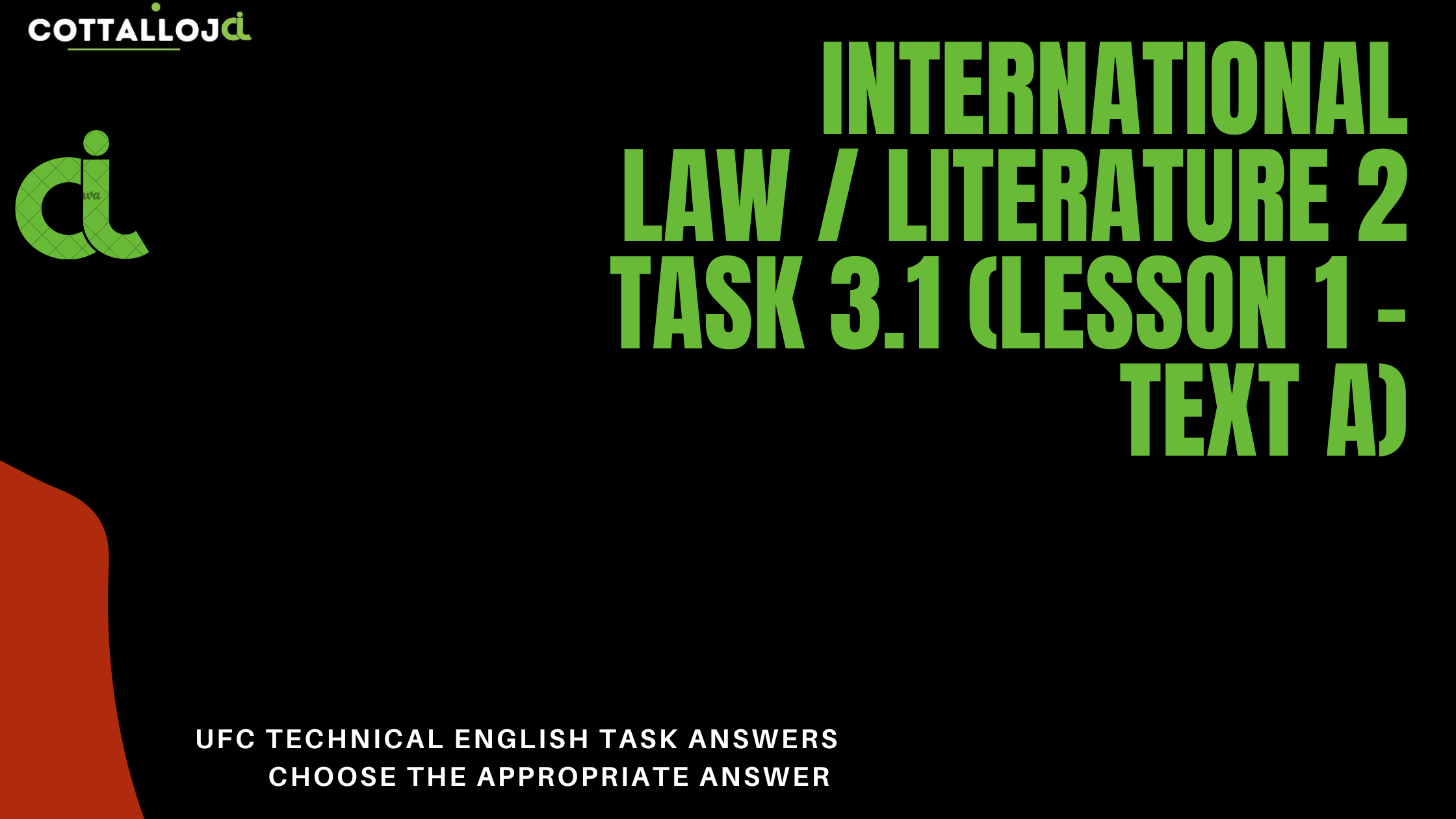 International Law / Literature 2 task 3.1 (Lesson 1 – Text A)