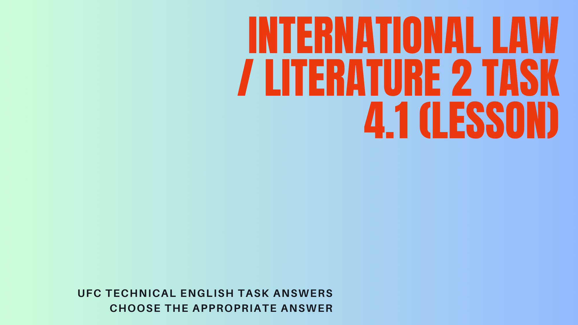 International Law / Literature 2 task 4.1 (Lesson)