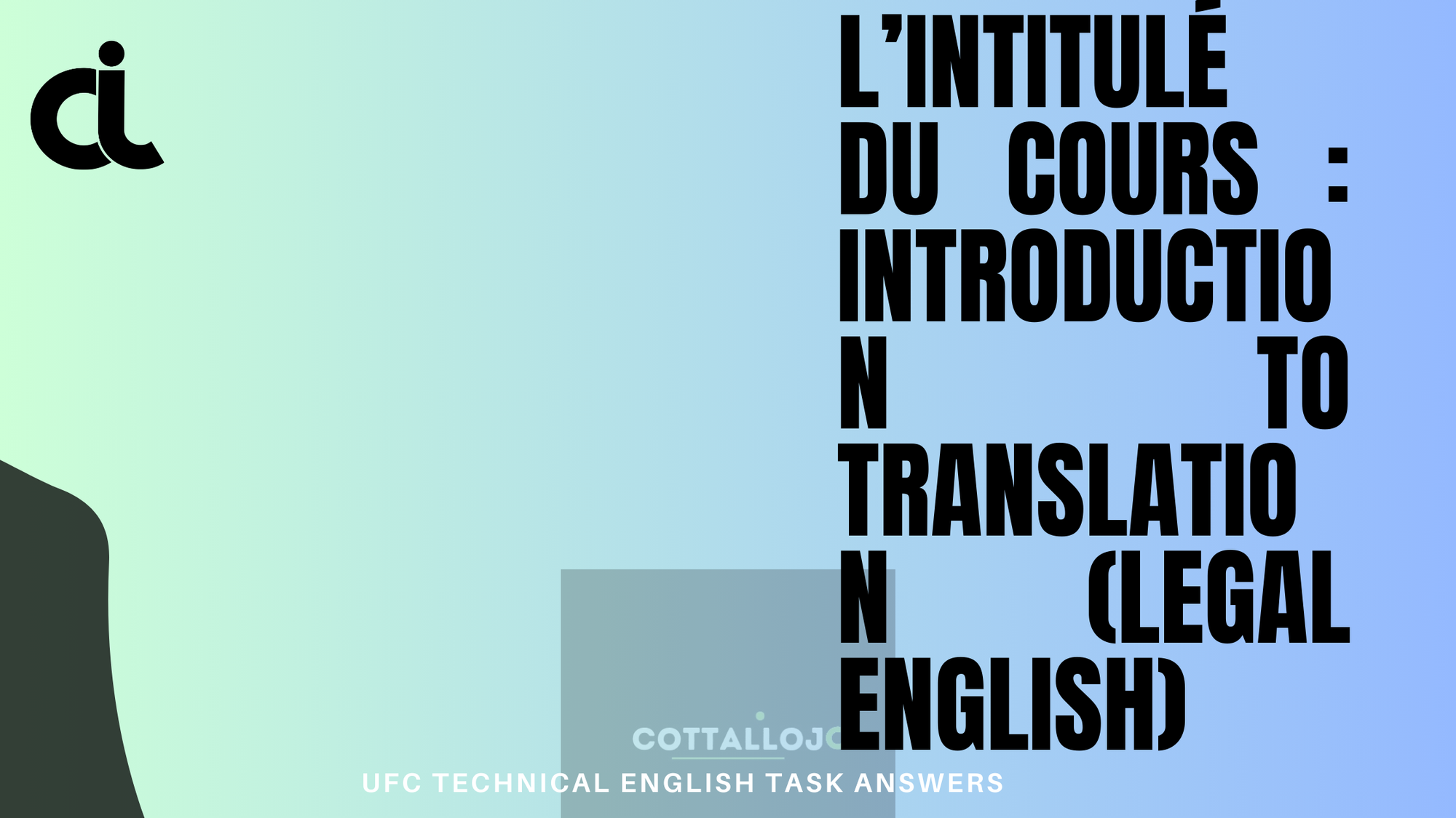 L’intitulé du cours : Introduction to Translation (Legal English)