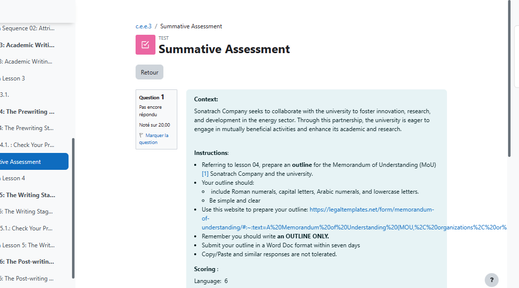 Summative Assessment /How to create an outile