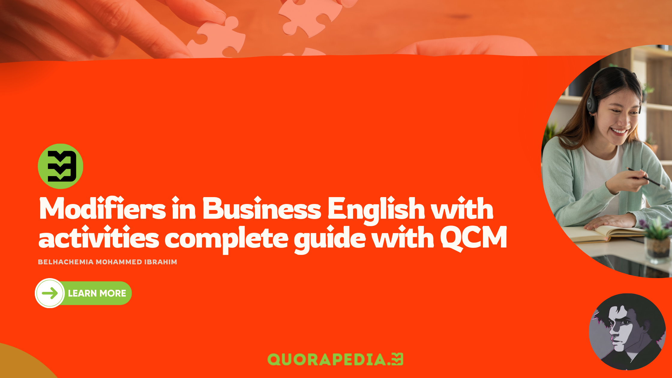 Modifiers in Business English with activities complete guide with QCM